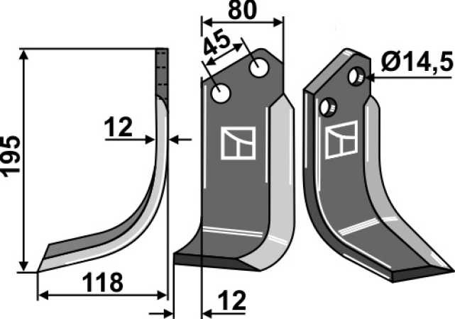 Fräsmesser 195x80mm, links
